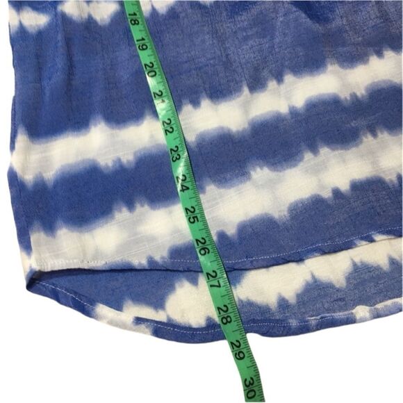 FRED DAVID BOHO WESTERN BLUE TIE-DIE SLEEVELESS HI LOW TANK TOP SZ MEDIUM - Picture 5 of 9